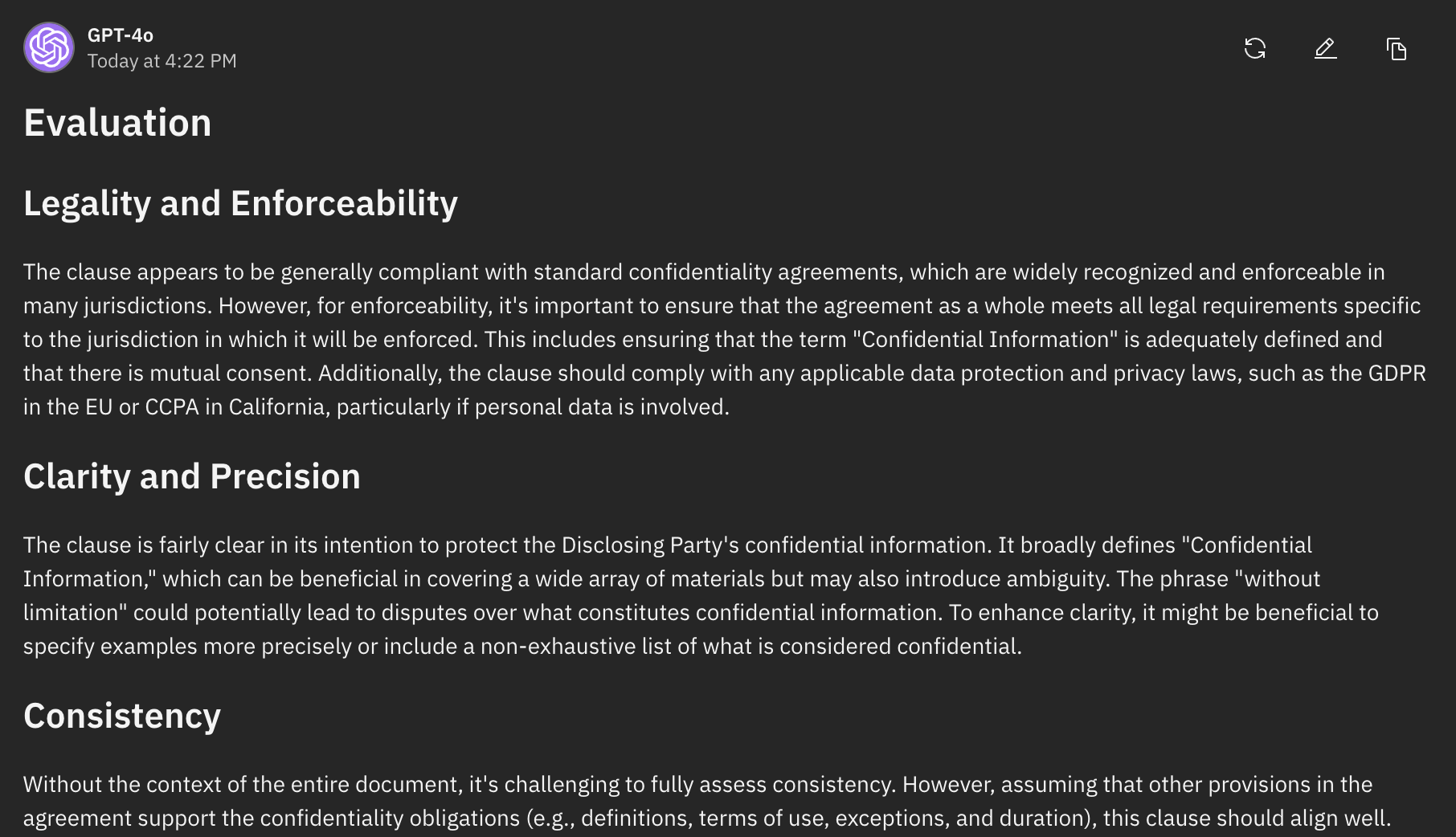 法律协议审查输出